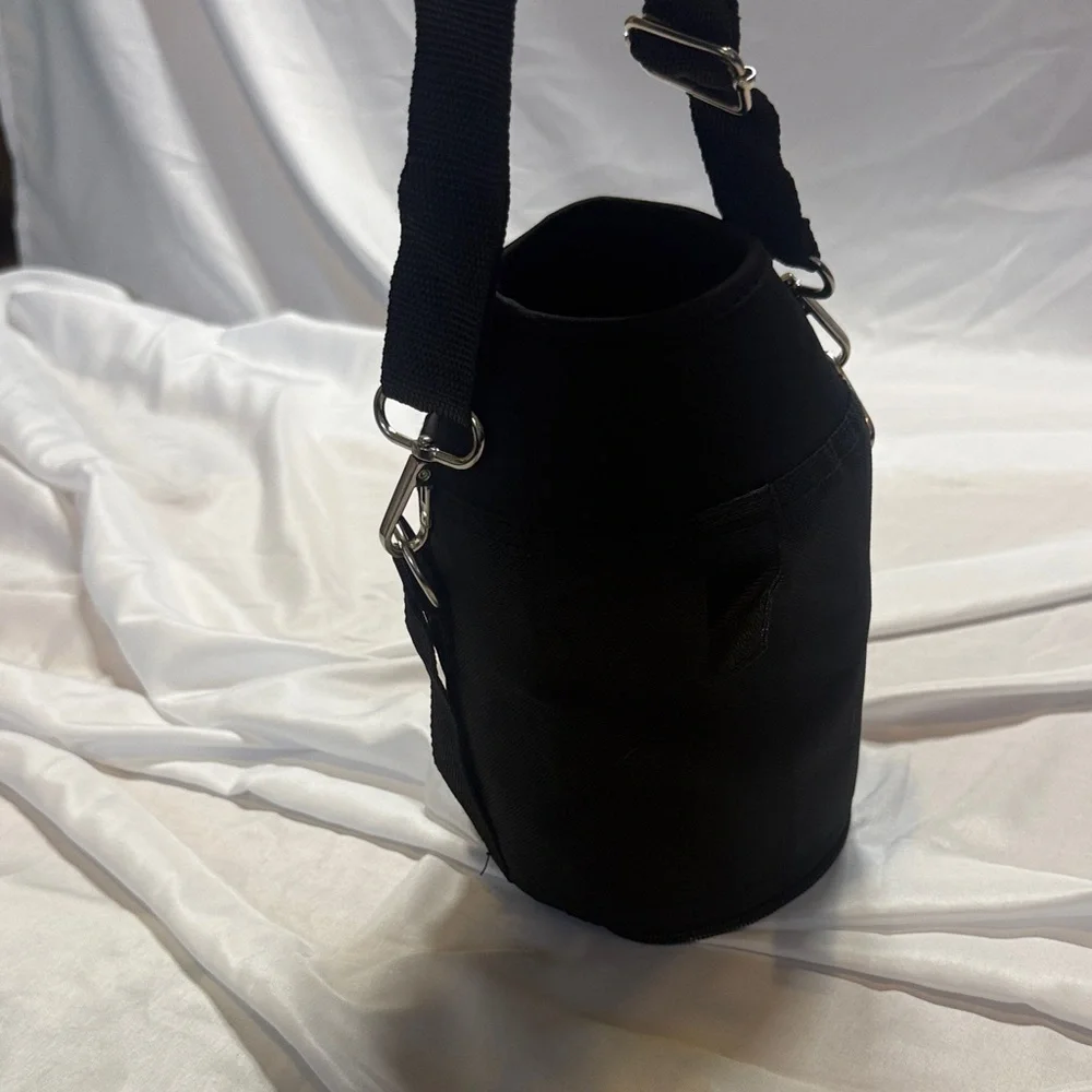 Black Portable Bottle Carrier with Adjustable Strap